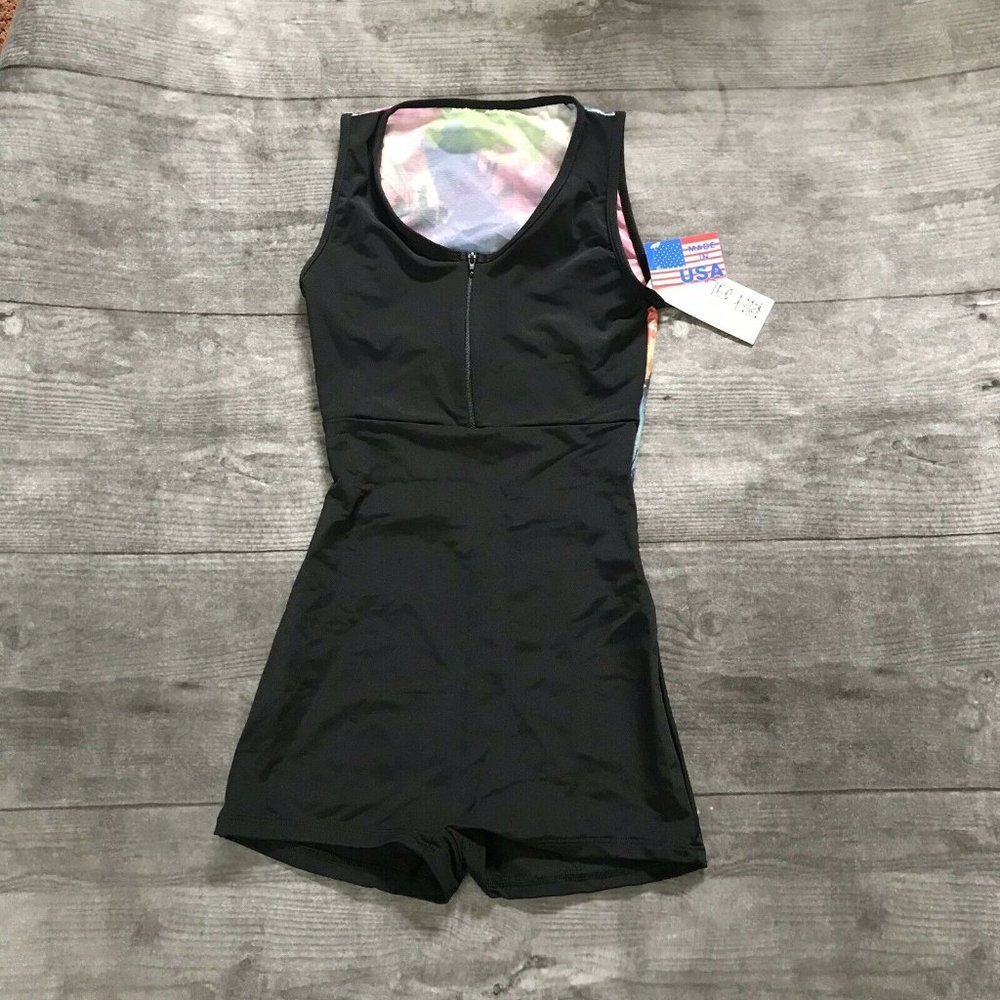 NWT Baltogs Biketard Zip Front Extra Small Rainbow